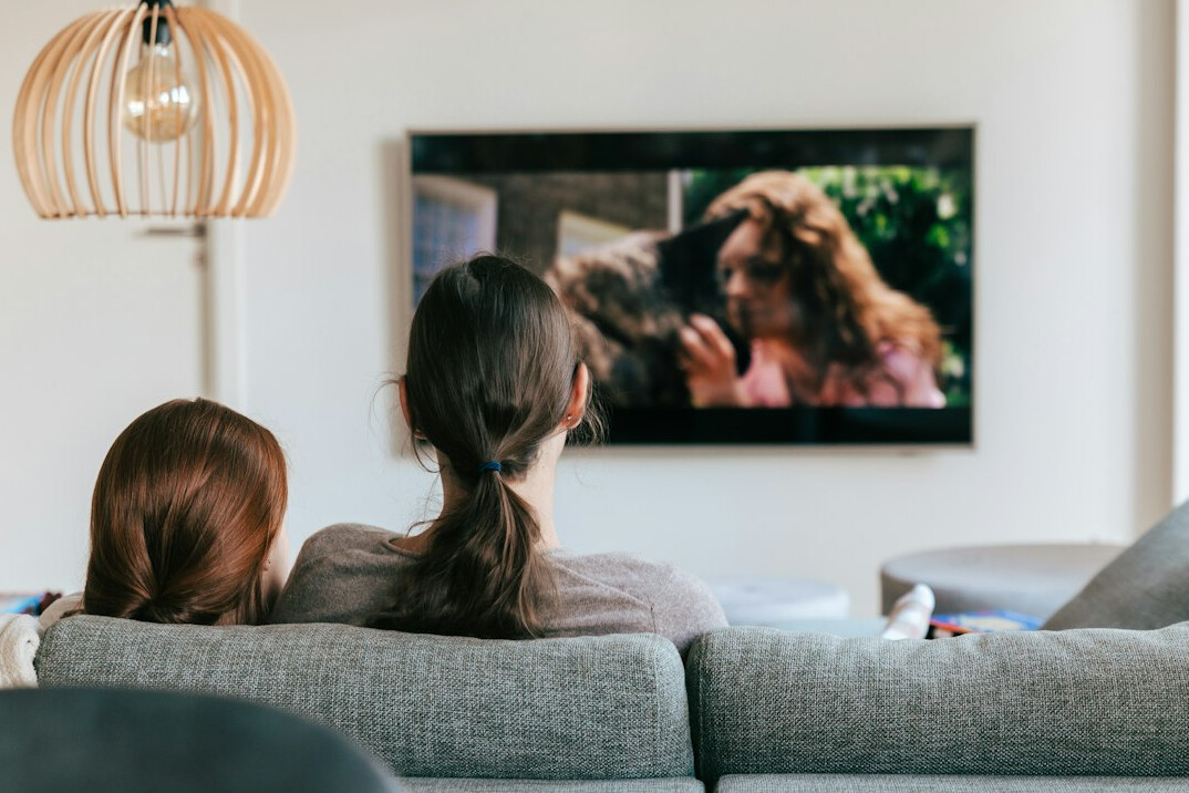 family watching tv